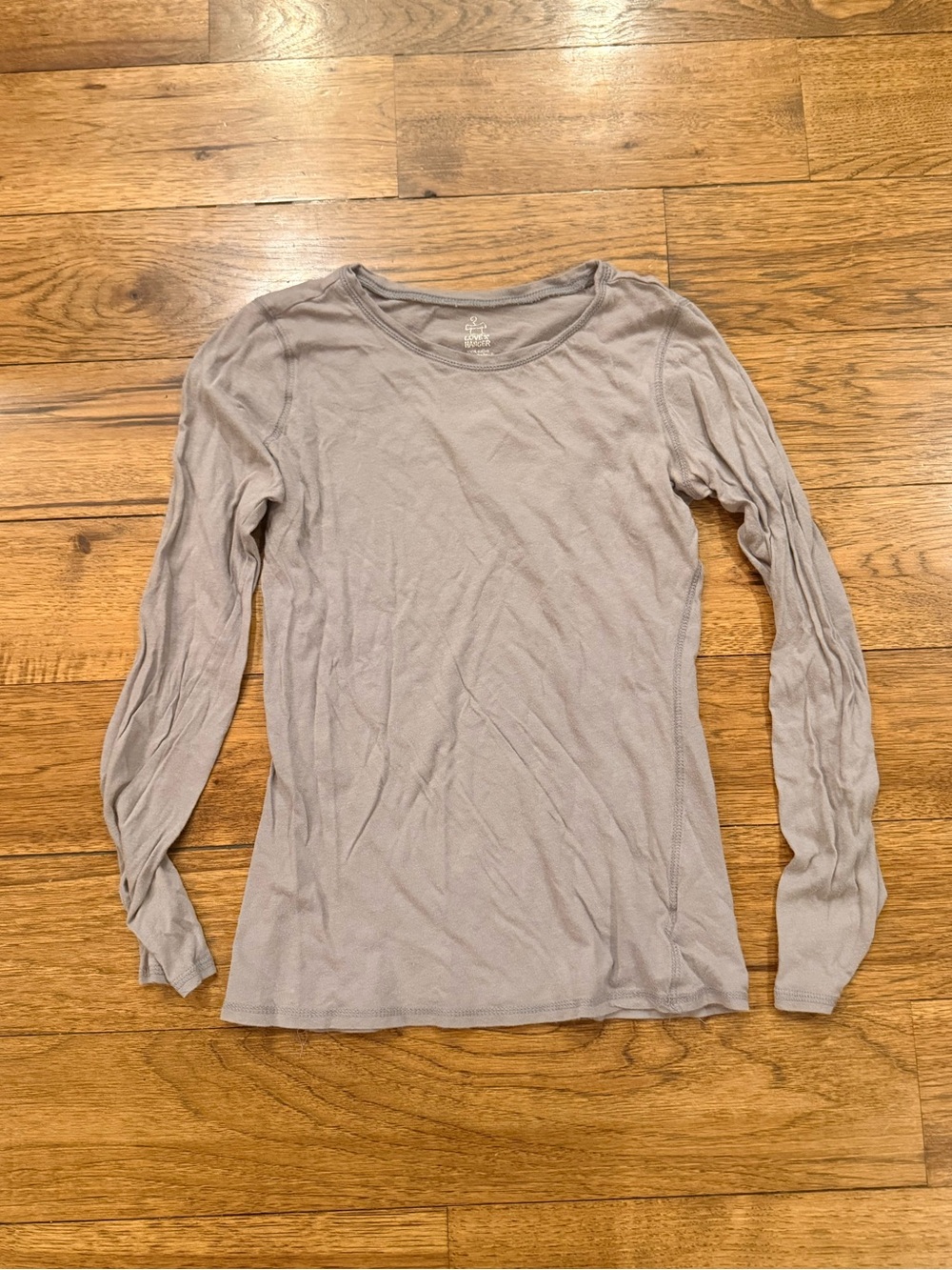 100% Cotton Women’s Long-Sleeve Scoop Neck Top - Light Taupe